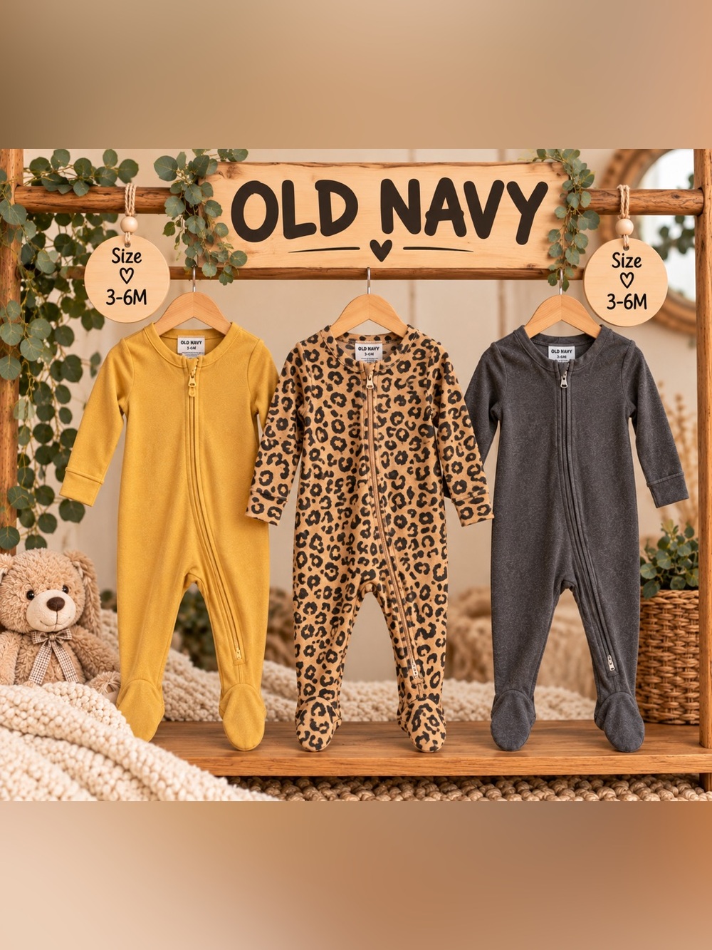Old Navy Baby 3–6M Footed Sleeper Bundle | 3-Pack Zip Pajamas